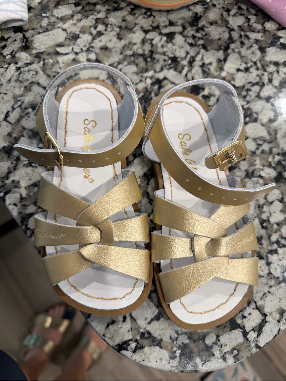 saltwater LUXE Girls Metallic Gold Strappy Sandals